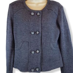 Cabi Gray Double Button Wool Cardigan Sweater Jacket Size S Womens